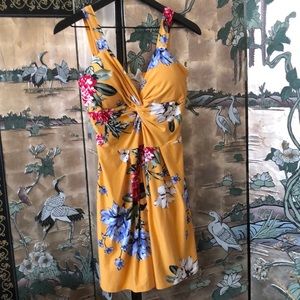 Juniors Golden multi floral mini summer dress